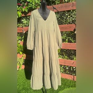 Universal Thread Olive Green Long Sleeve Maxi Dress